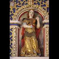 Basedow, Dorfkirche, Figur am Orgelprospekt links