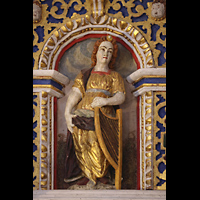 Basedow, Dorfkirche, Figur am Orgelprospekt links-Mitte