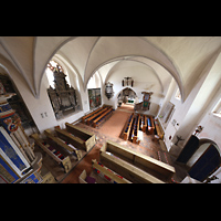 Basedow, Dorfkirche, Blick von der Orgelempore in die Kirche