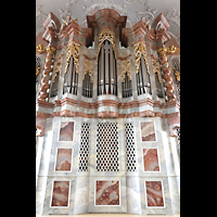 Cham, St. Jakob, Hauptorgel vom Spieltisch aus gesehen