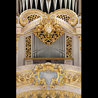 Dresden, Frauenkirche, Pfeifen ber dem Spieltisch