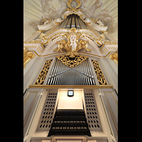Dresden, Frauenkirche, Spieltisch mit Orgelprospekt