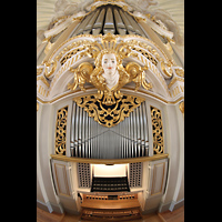 Dresden, Frauenkirche, Spieltisch mit Orgelprospekt
