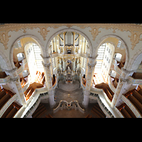 Dresden, Frauenkirche, Blick vom Kuppelumgang nach unten und zur Orgel