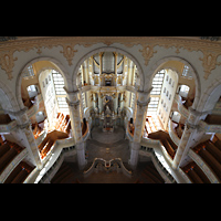 Dresden, Frauenkirche, Blick vom Kuppelumgang nach unten und zur Orgel