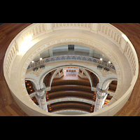 Dresden, Frauenkirche, Blick durch die Kuppelffnung in die Kirche