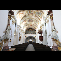 Kempten, Basilika St. Lorenz, Hauptschiff in Richtung Hauptorgel