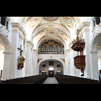 Kempten, Basilika St. Lorenz, Hauptschiff in Richtung Hauptorgel