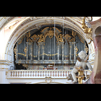 Kempten, Basilika St. Lorenz, Hauptorgel von der Marienorgel aus gesehen