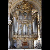 Kempten, Basilika St. Lorenz, Blick von der Laurentoisorgelempore zur Marienorgel