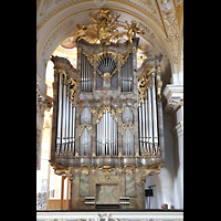 Kempten, Basilika St. Lorenz, Blick von der Marienorgelempore zur Laurentiusorgel