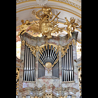 Kempten, Basilika St. Lorenz, Figurenschmuck und oberer Prospektteil der Laurentiusorgel