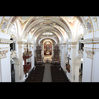 Kempten, Basilika St. Lorenz, Blick von der Hauptorgelempore in die Kirche