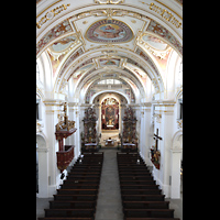 Kempten, Basilika St. Lorenz, Blick vom Hauptorgelspieltisch in die Basilika
