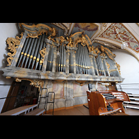 Kempten, Basilika St. Lorenz, Hauptorgel mit Spieltisch seitlich