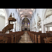 Kempten, St. Mang, Hauptschiff in Richtung Chor