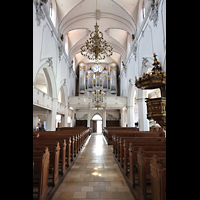 Kempten, St. Mang, Hauptschiff in Richtung Hauptorgel