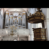 Kempten, St. Mang, Hauptorgel und Kanzel