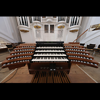 Kempten, St. Mang, Neuer Spieltisch der Hauptorgel von oben