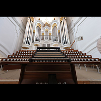 Kempten, St. Mang, Hauptorgel mit Spieltisch perspektivisch