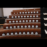 Kempten, St. Mang, Linke Registerstaffel am Spieltisch der Hauptorgel