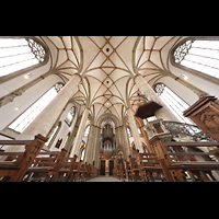 Mnster, St. Lamberti, Innenraum in Richtung Orgel mit Blick ins Gewlbe