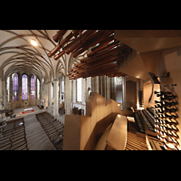 Mnster, St. Lamberti, Seitlicher Blick auf Spieltisch, Chamaden und in die Kirche