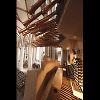 Mnster, St. Lamberti, Seitlicher Blick auf Spieltisch, Chamaden und in die Kirche