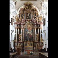 Niederaltaich, Benediktinerabtei, Basilika St. Mauritius, Barocker Hochaltar von Jakob Schpf (1703)
