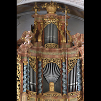 Niederaltaich, Benediktinerabtei, Basilika St. Mauritius, Oberes mittleres Prospektfeld mit strahlenfrmig angeordneten Pfeifen