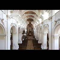 Niederaltaich, Benediktinerabtei, Basilika St. Mauritius, BBlick von der Orgelempore in die Kirche