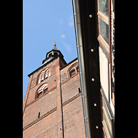Tangermnde, St. Stephan, Blick von den Exempel Gaststuben hoch zum Turm