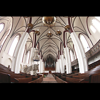 Tangermnde, St. Stephan, Hauptschiff mit Orgel und Blick ins Gewlbe