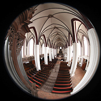 Tangermnde, St. Stephan, Blick am Rckpositiv vorbei in die Kirche