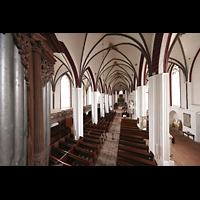 Tangermnde, St. Stephan, Prospektpfeifen des Rckpositivs mit Blick in die Kirche