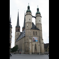Halle (Saale), Marktkirche Unserer Lieben Frauen, Doppelturmfassade vom Marktplatz aus