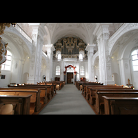 Sankt Urban (St. Urban), Klosterkirche, Innenraum / Hauptschiff in Richtung Orgel