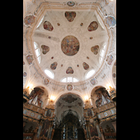 Muri, Klosterkirche, Evangelien- und Epistelorgel mit Kuppel, beleuchtet