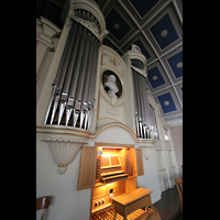 Berlin, Hoffnungskirche, Spieltisch mit Orgel