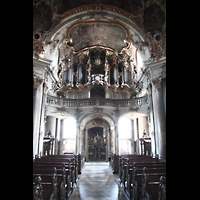 Würzburg, Käppele, Innenraum / Hauptschiff in Richtung Orgel