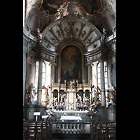 Würzburg, Käppele, Innenraum / Hauptschiff in Richtung Altar