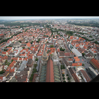 Ulm, Mnster, Aussicht von der Turmspitze auf das Mnsterdach und die Stadt
