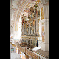 Frstenfeldbruck, Klosterkirche, Blick vom Seitenumgang auf die Orgel
