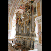 Frstenfeldbruck, Klosterkirche, Blick vom Seitenumgang auf die Orgel