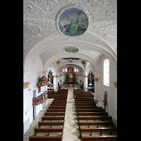 Immenstadt (Allgäu), St. Nikolaus, Blick von der Orgelempore in die Kirche