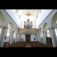Reichenau, St. Peter und Paul Niederzell, Innenraum in Richtung Orgel