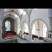 Vevey, Sainte-Claire, Seitlicher Blick von der Orgelempore in die Kirche