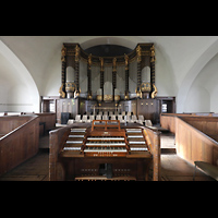 Dresden, Christuskirche, Spieltisch mit Orgel