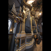 Freiberg, Dom St. Marien, Große Orgel mit Spieltisch seitlich