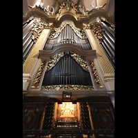 Freiberg, Dom St. Marien, Große Silbermann-Orgel mit Spieltisch perspektivisch